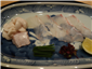 olive flounder sashimi and shiraku